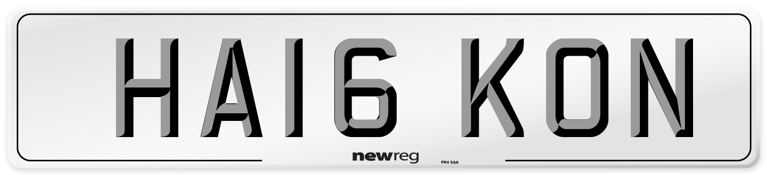 HA16 KON Number Plate from New Reg